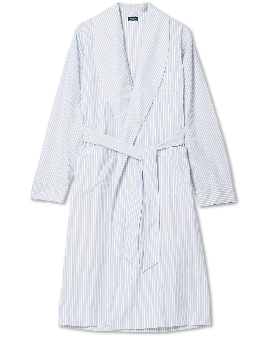Homme | Peignoirs Et Pyjamas | Finamore Napoli | Striped Popeline Robe White/Blue