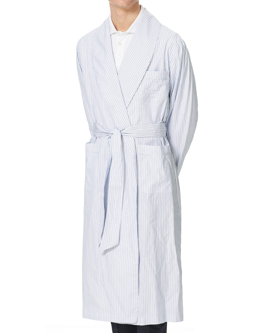 Homme | Peignoirs Et Pyjamas | Finamore Napoli | Striped Popeline Robe White/Blue