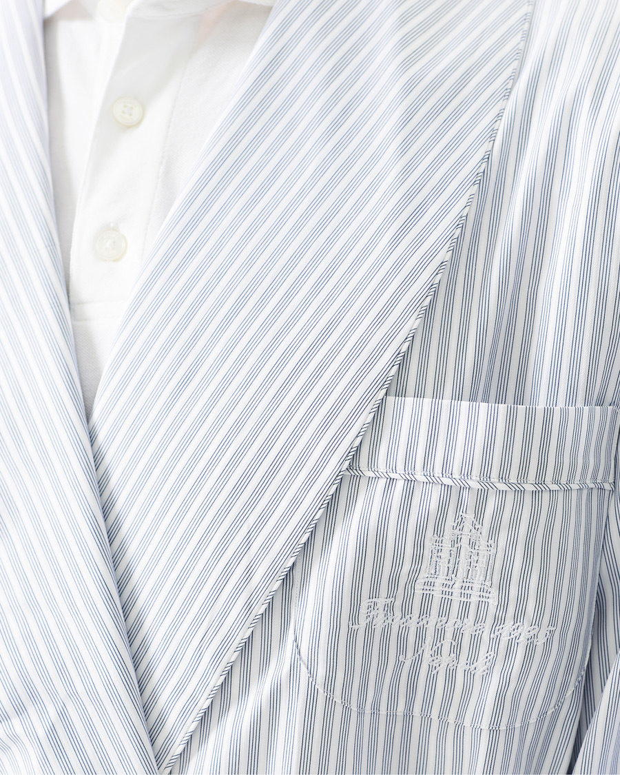 Homme | Peignoirs Et Pyjamas | Finamore Napoli | Striped Popeline Robe White/Blue