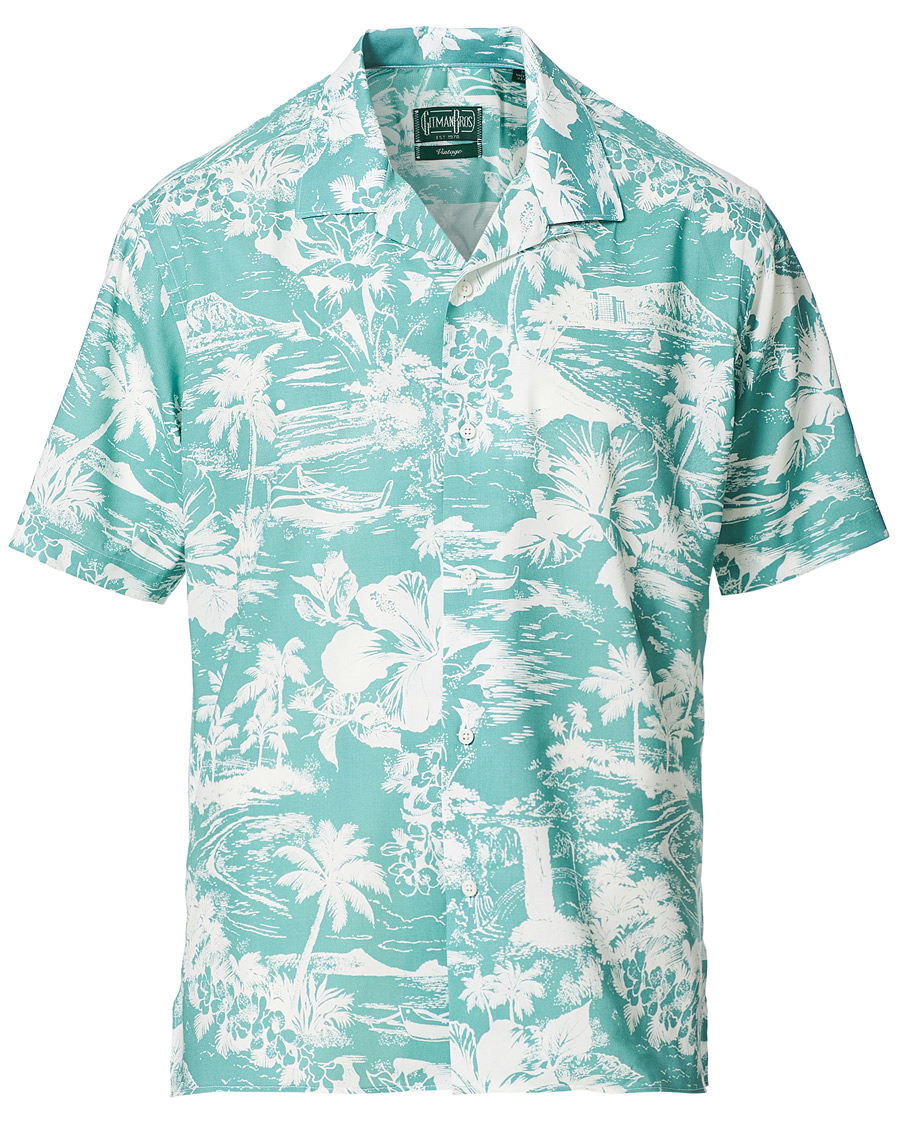 Homme | Chemises | Gitman Vintage | Rayon Aloha Camp Collar Shirt Mint Green