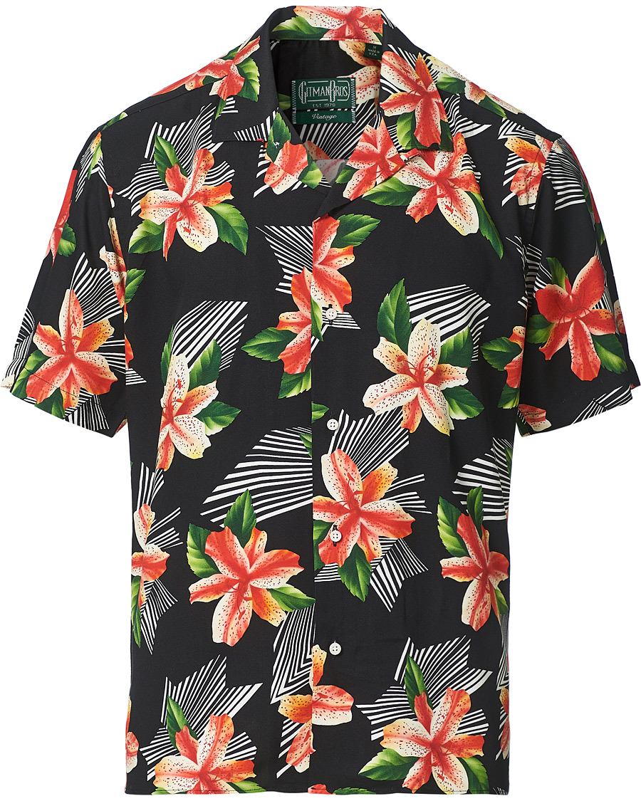 Homme | Chemises | Gitman Vintage | Rayon Hibiscus Camp Collar Shirt Black/Red