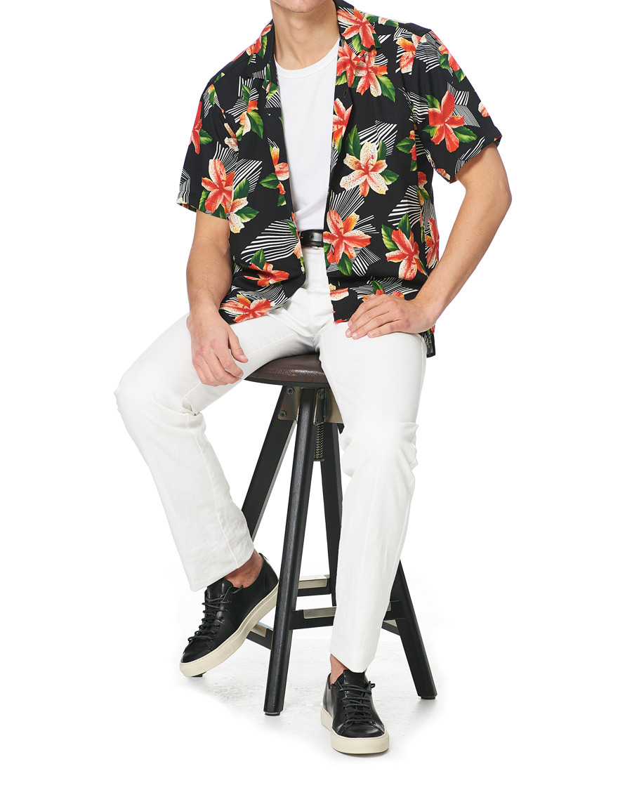 Homme | Chemises | Gitman Vintage | Rayon Hibiscus Camp Collar Shirt Black/Red