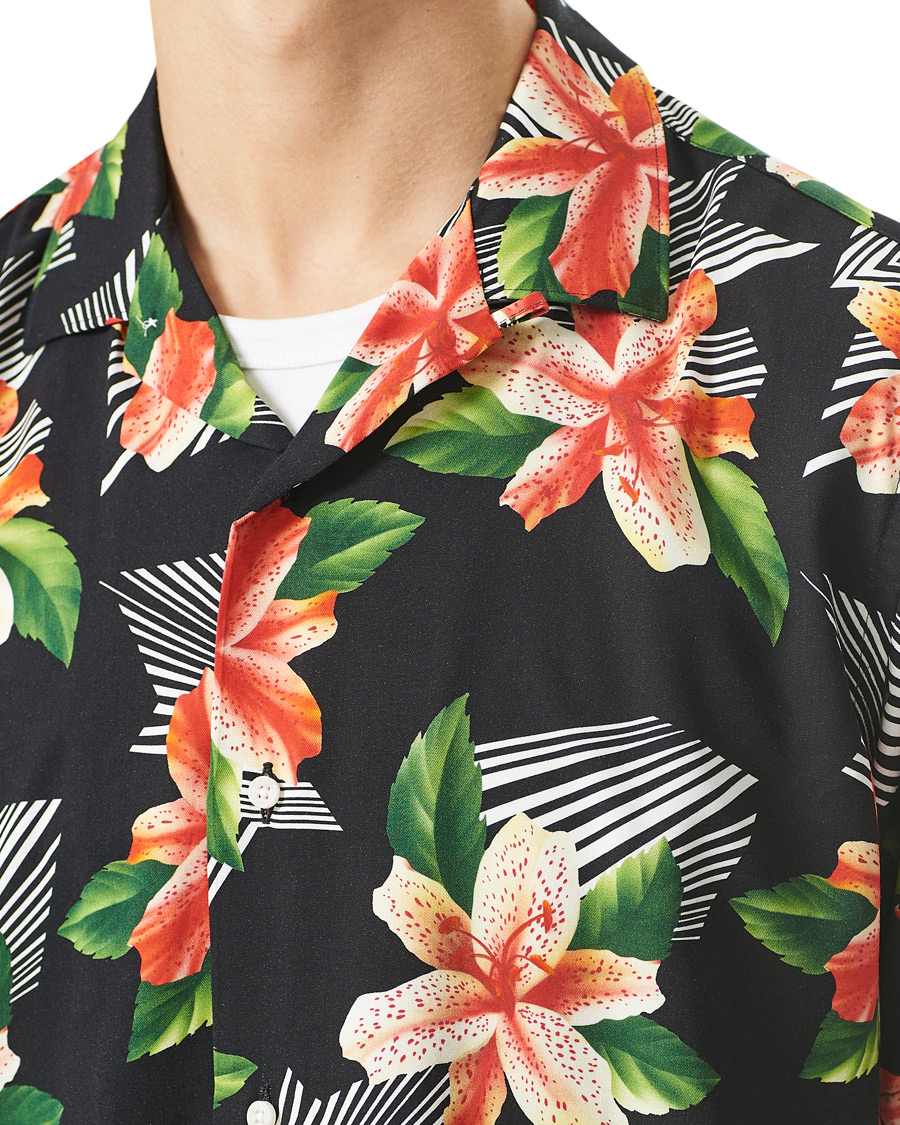 Homme | Chemises | Gitman Vintage | Rayon Hibiscus Camp Collar Shirt Black/Red
