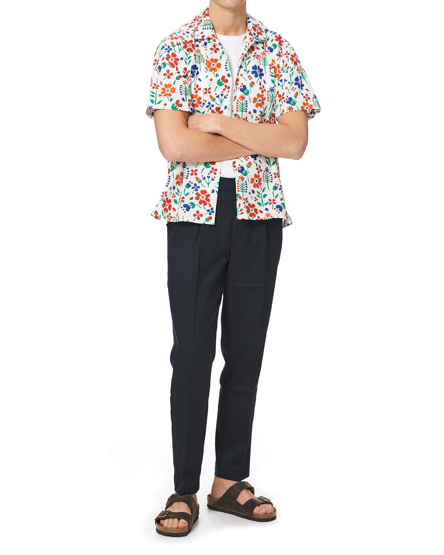 Homme | Chemises | Gitman Vintage | Flores Camp Collar Shirt White/Orange
