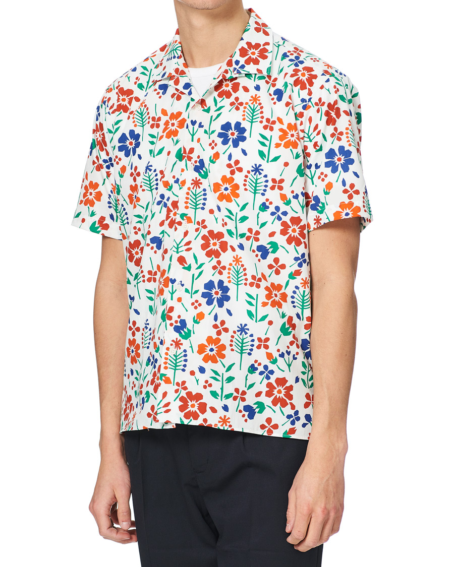 Homme | Chemises | Gitman Vintage | Flores Camp Collar Shirt White/Orange