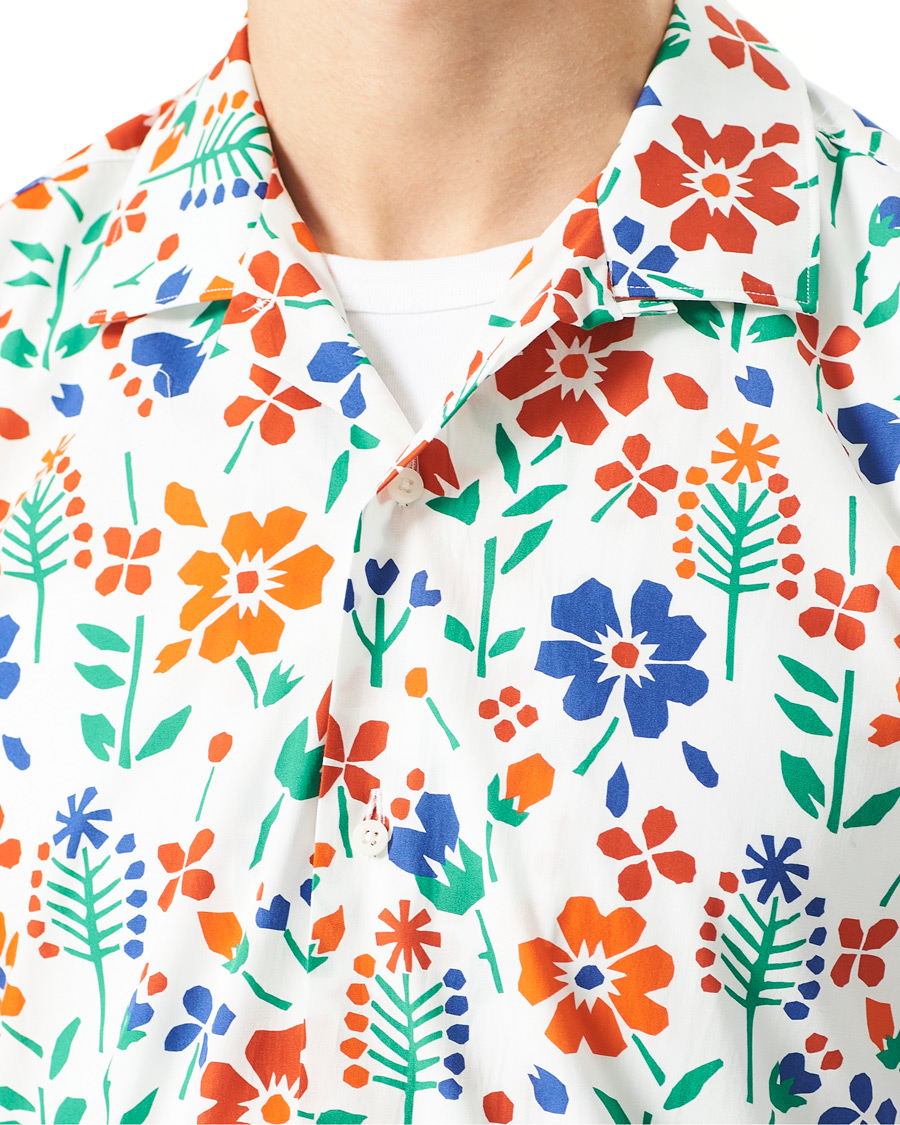 Homme | Chemises | Gitman Vintage | Flores Camp Collar Shirt White/Orange