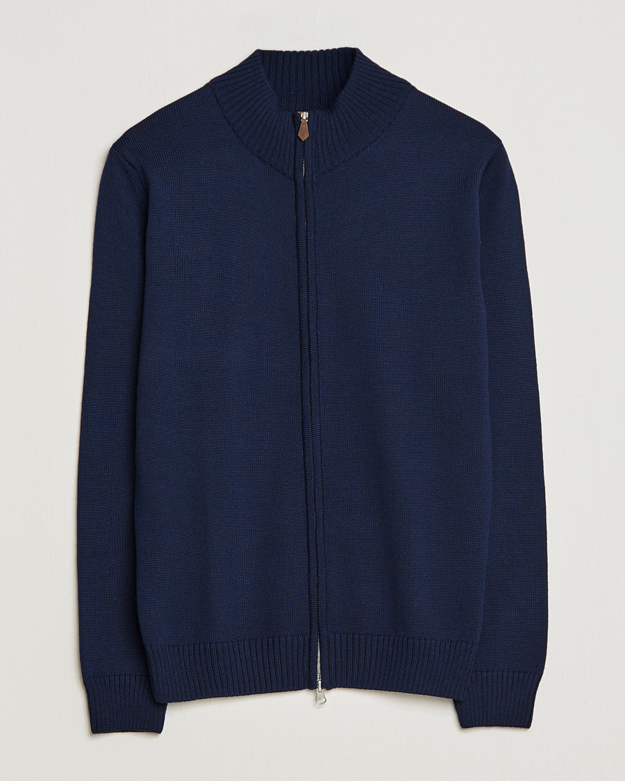 Homme | Pulls Et Tricots | Stenströms | Chunky Merino Full Zip Cardigan Navy