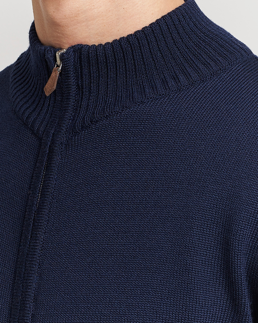 Homme | Pulls Et Tricots | Stenströms | Chunky Merino Full Zip Cardigan Navy