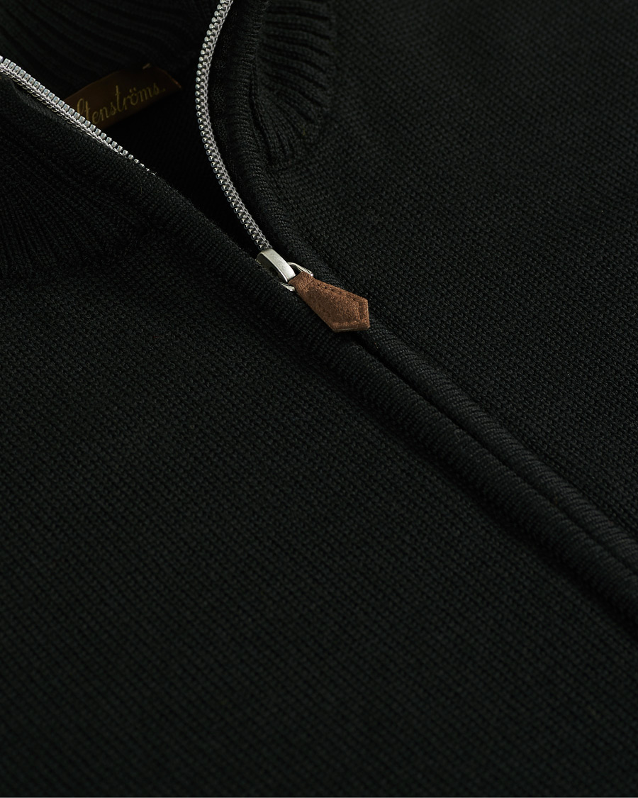Heren | Truien | Stenströms | Chunky Wool Zip Cardigan Black