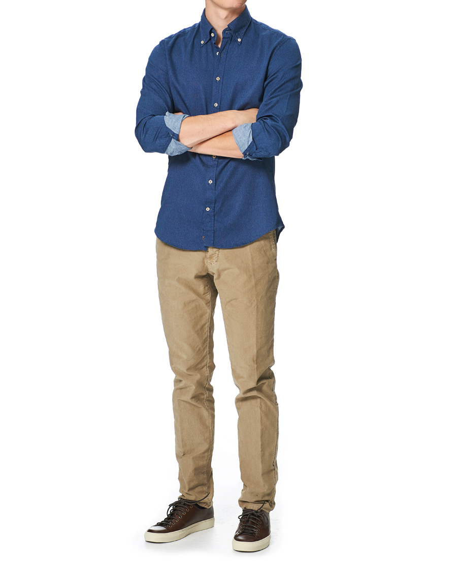 Homme | Chemises | Stenströms | Slimline Washed Button Down Oxford Shirt Navy