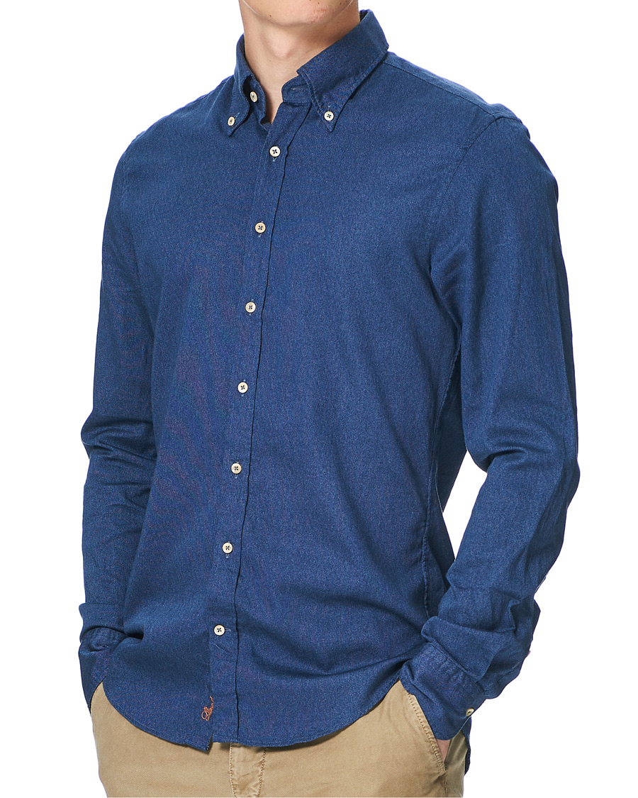 Homme | Chemises | Stenströms | Slimline Washed Button Down Oxford Shirt Navy