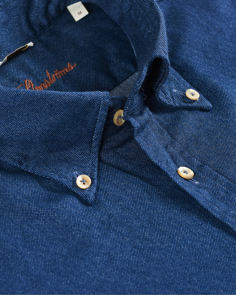 Homme | Chemises | Stenströms | Slimline Washed Button Down Oxford Shirt Navy