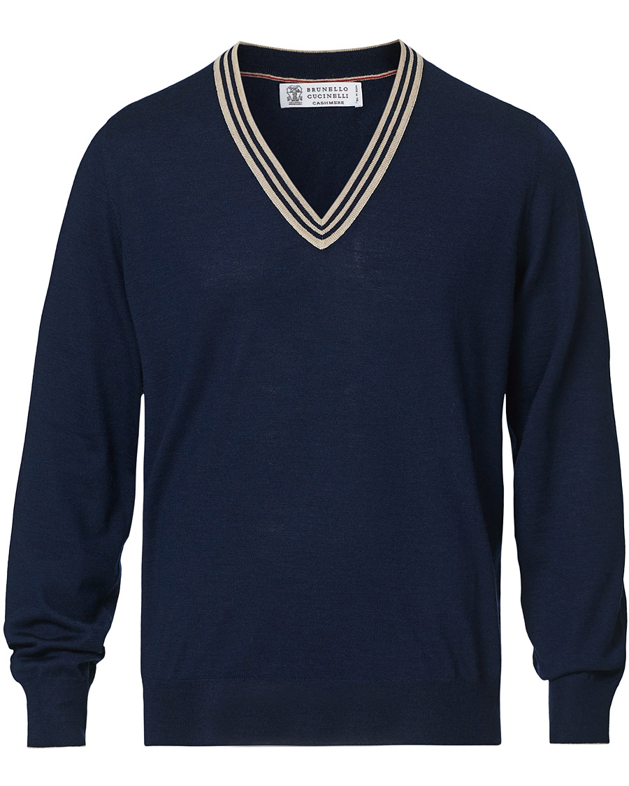 Homme | Pulls Et Tricots | Brunello Cucinelli | Cashmere/Wool Tennis Sweater Navy