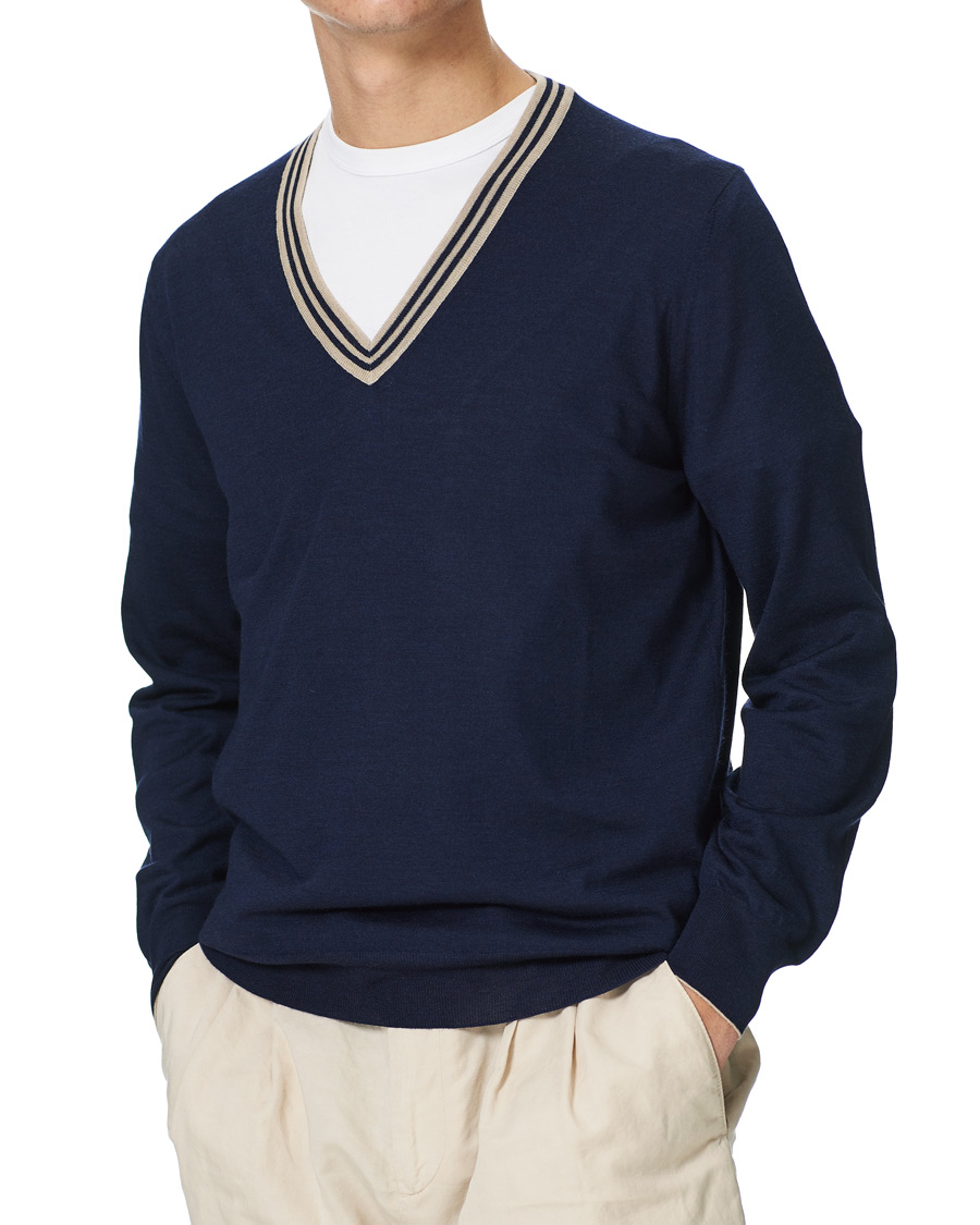Homme | Pulls Et Tricots | Brunello Cucinelli | Cashmere/Wool Tennis Sweater Navy