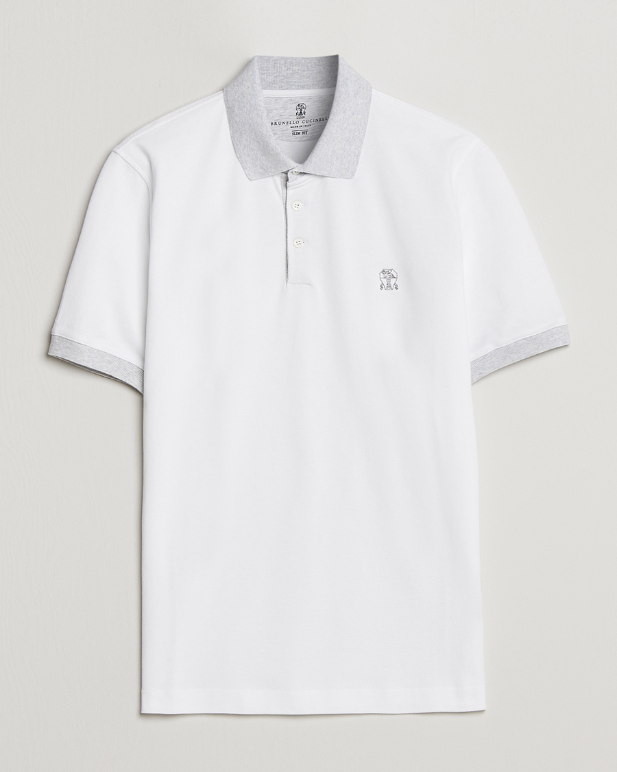 Homme | Polos | Brunello Cucinelli | Short Sleeve Polo Piquet White