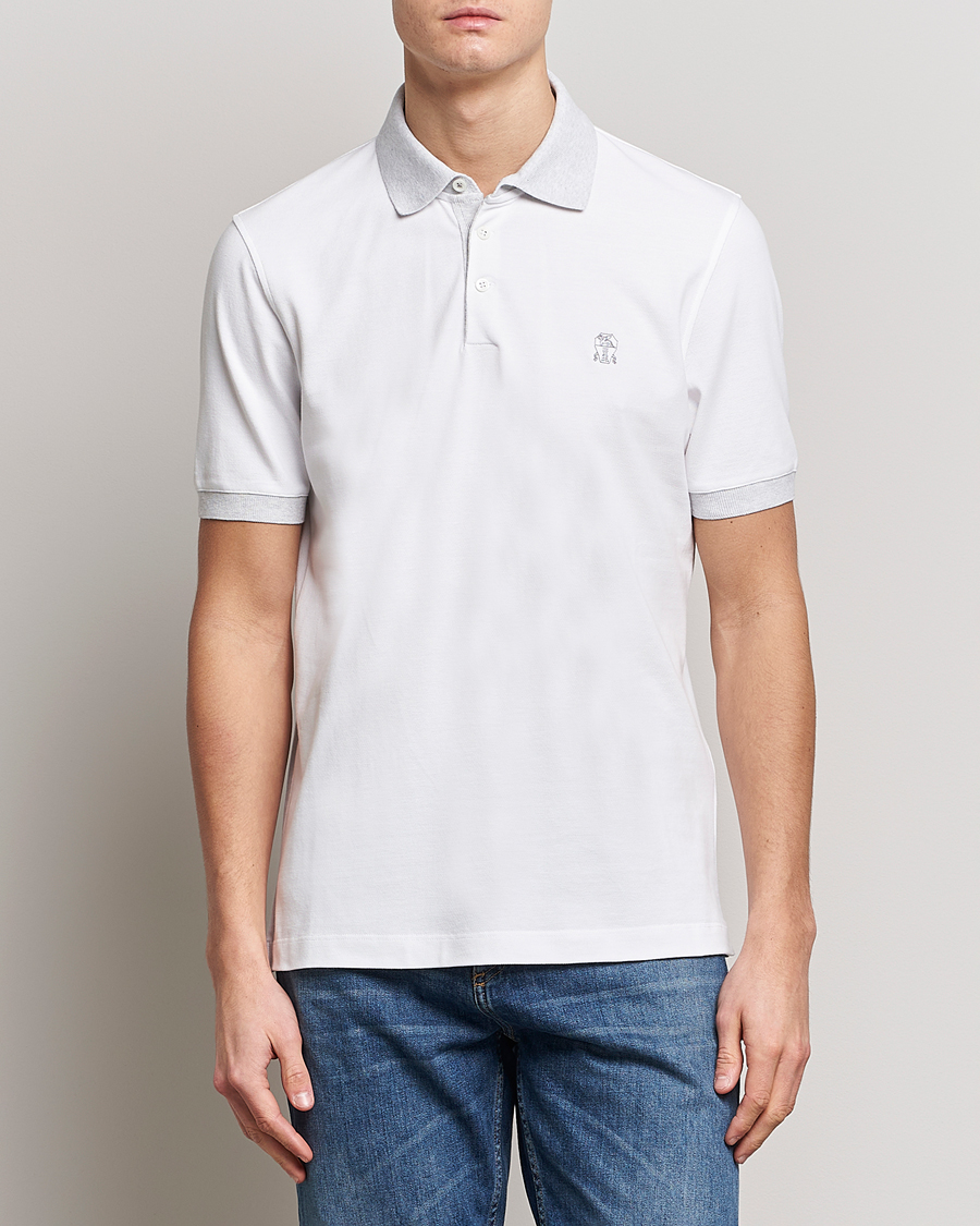Homme | Polos | Brunello Cucinelli | Short Sleeve Polo Piquet White