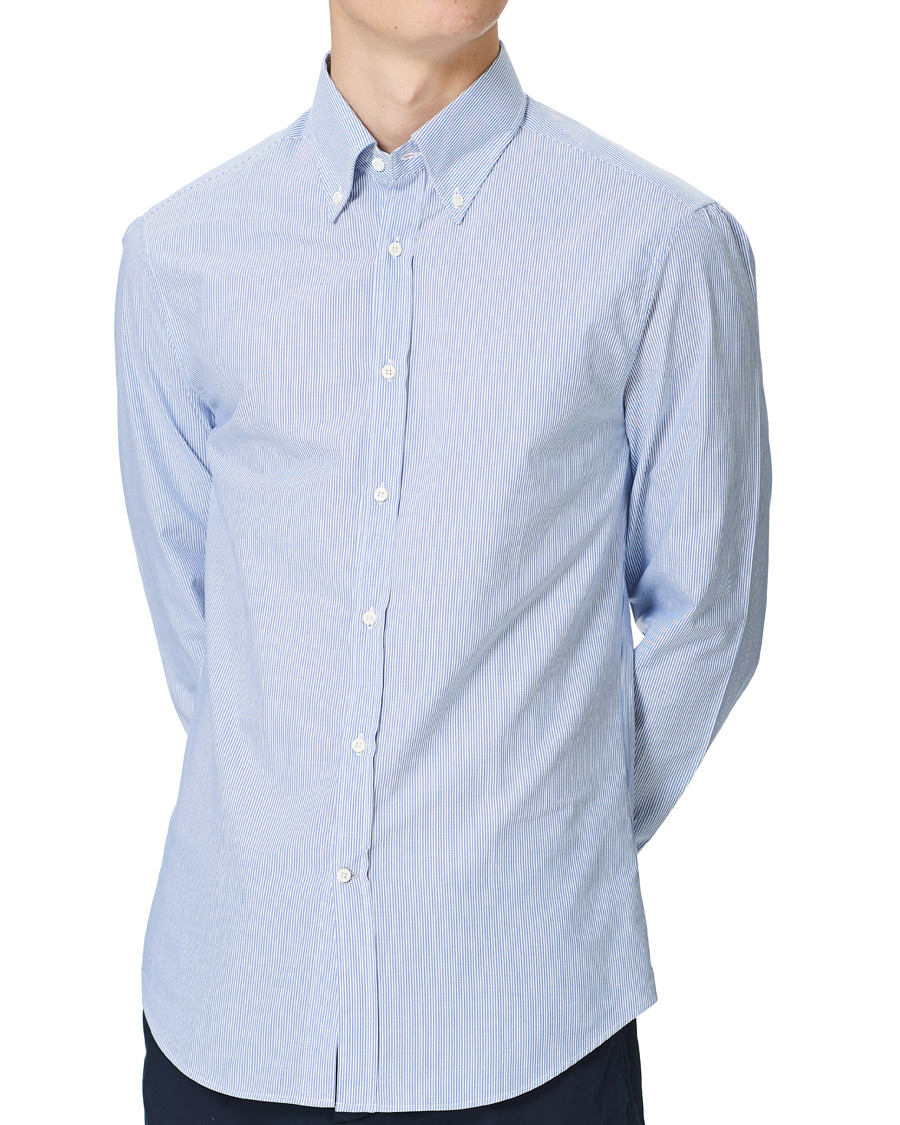 Heren | Overhemden | Brunello Cucinelli | Slim Fit Striped Button Down Shirt Blue
