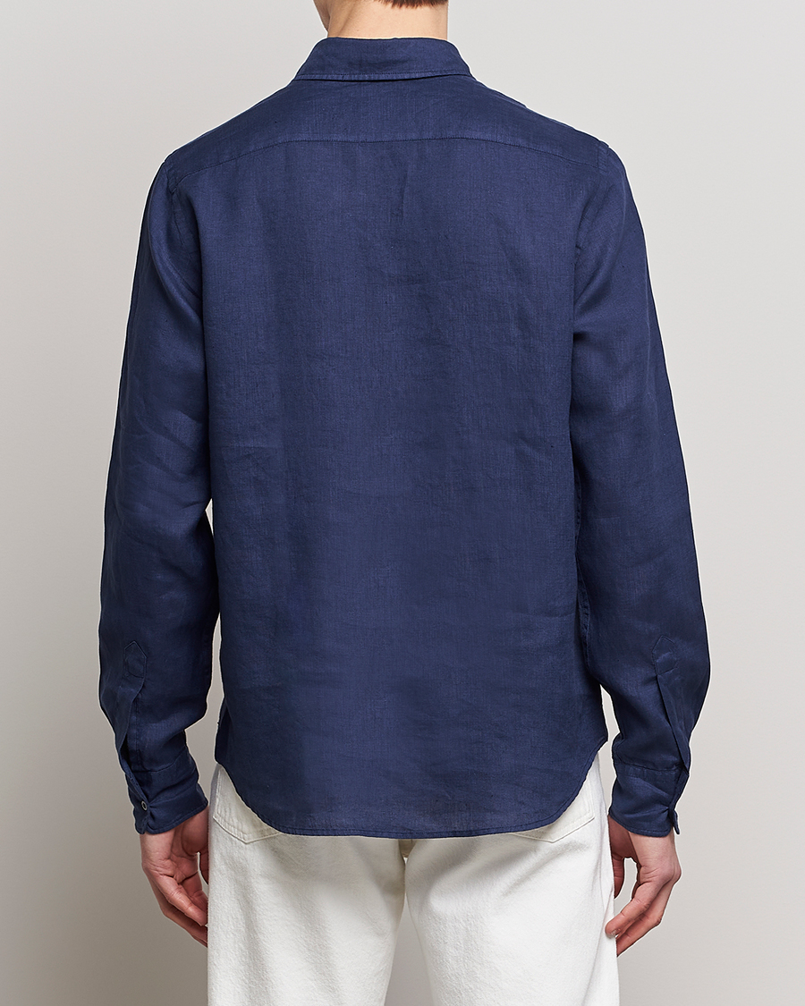 Homme | Chemises | Aspesi | Linen Popover Shirt Dark Blue