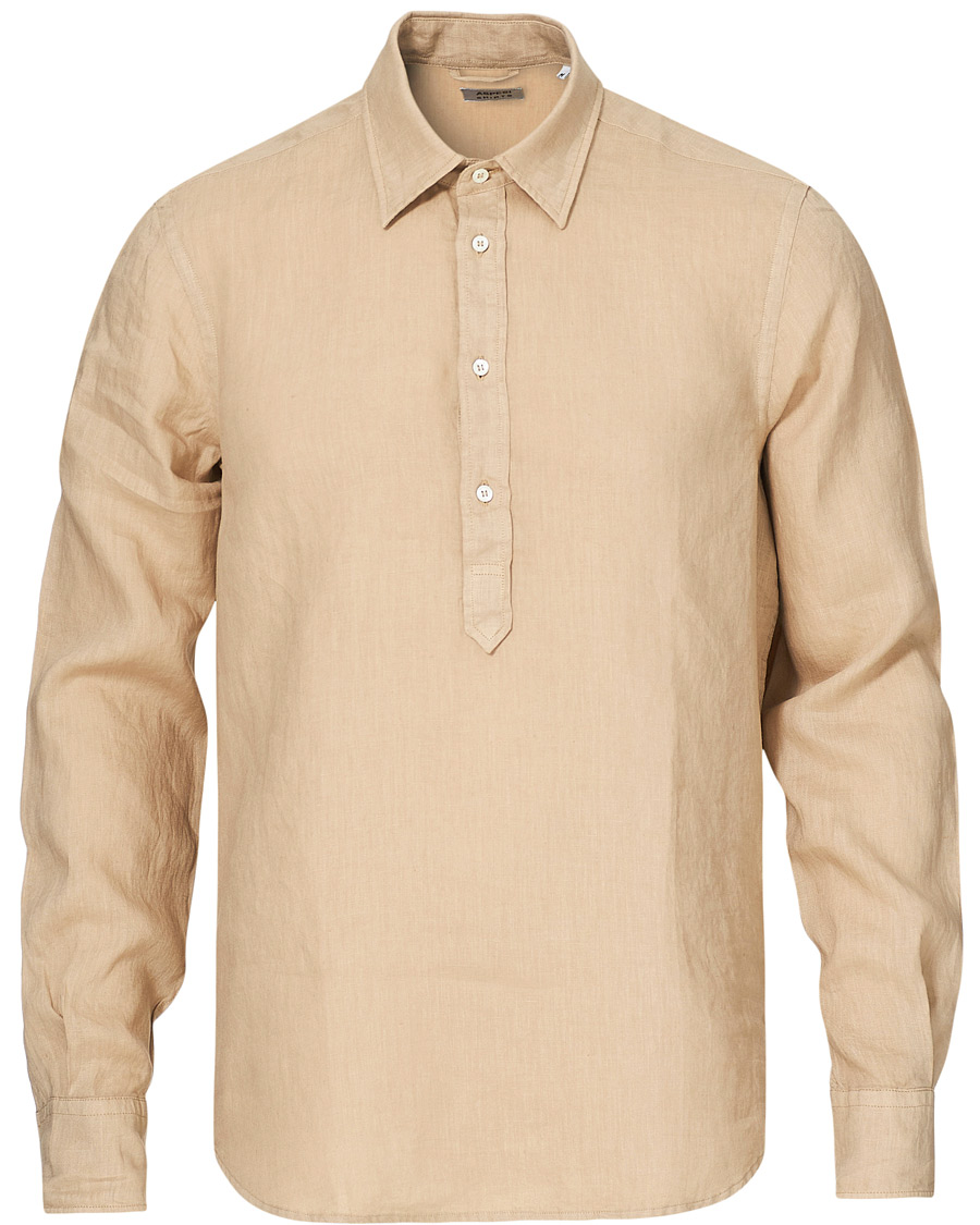 Homme | Chemises | Aspesi | Popover Linen Shirt Beige
