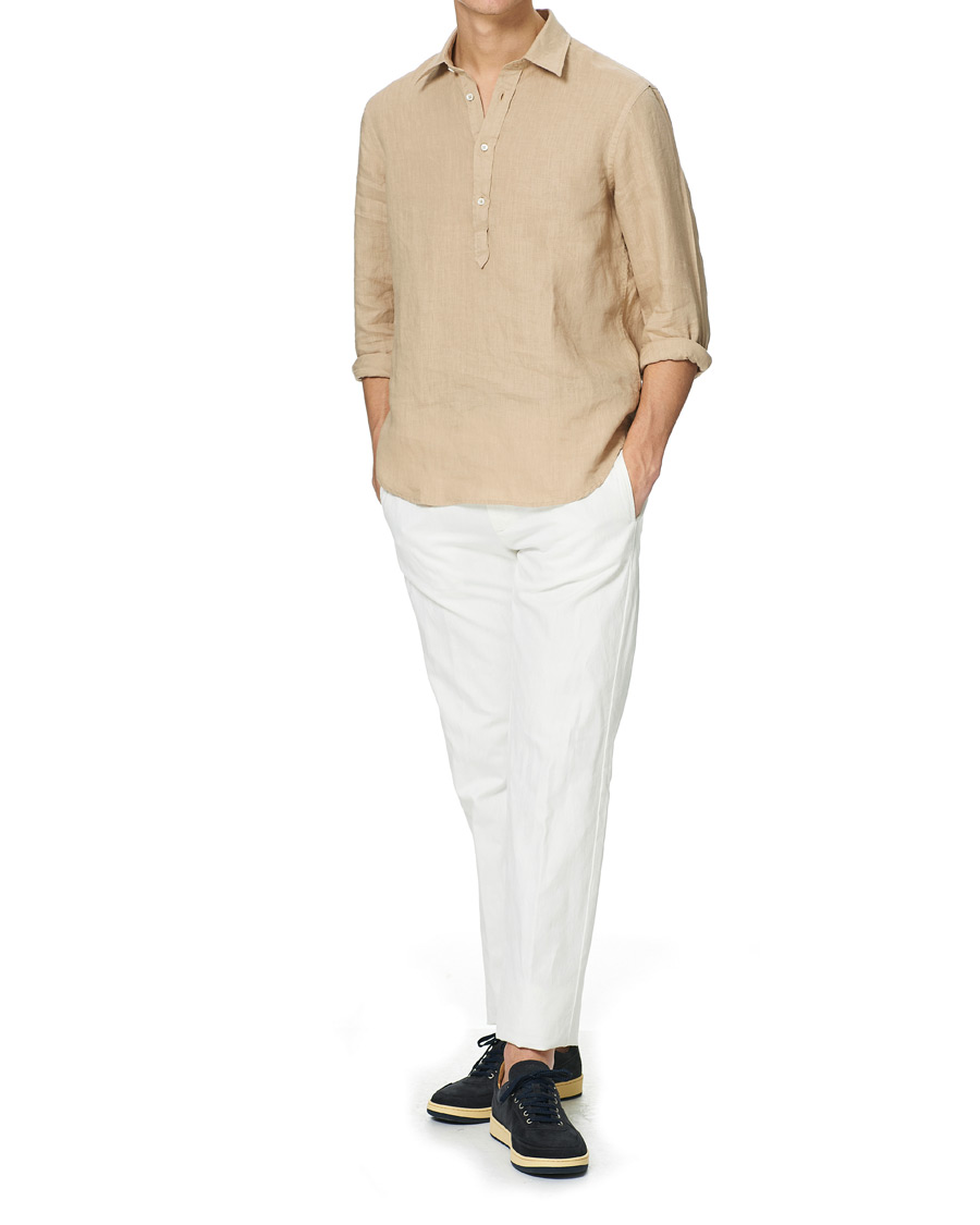 Homme | Chemises | Aspesi | Popover Linen Shirt Beige