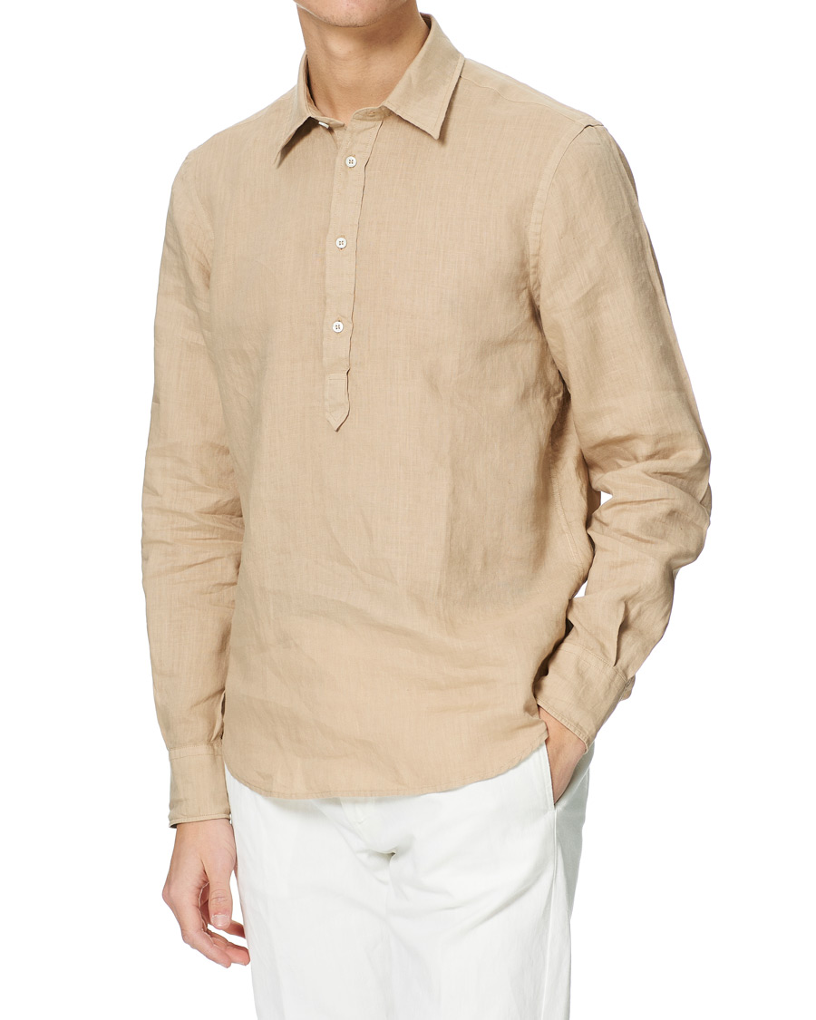 Homme | Chemises | Aspesi | Popover Linen Shirt Beige