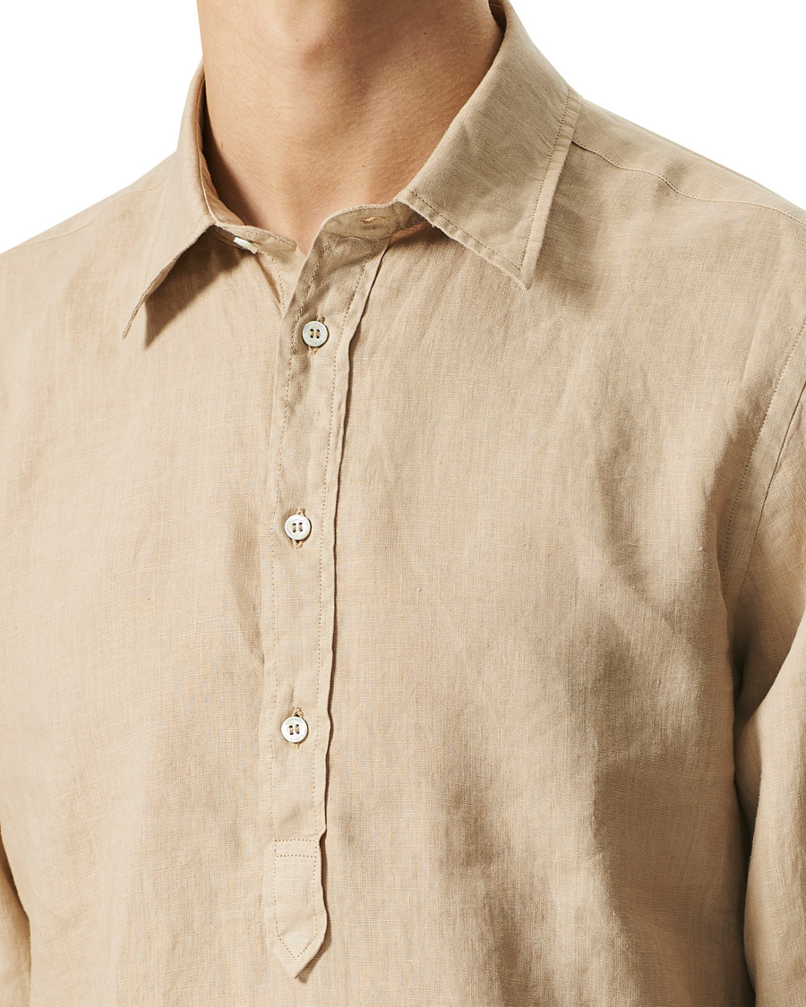 Homme | Chemises | Aspesi | Popover Linen Shirt Beige