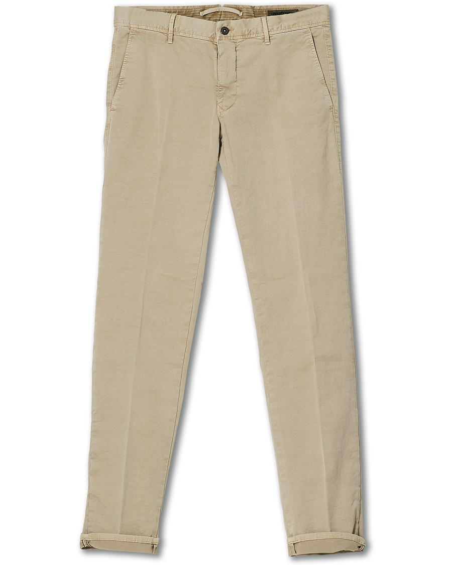Homme | Pantalons | Incotex | Slim Fit Garment Dyed Slacks Beige