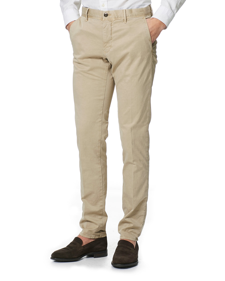 Homme | Pantalons | Incotex | Slim Fit Garment Dyed Slacks Beige