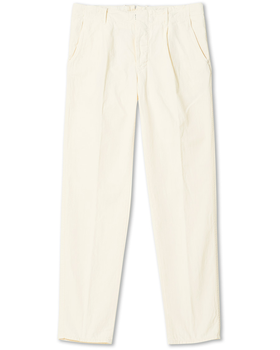 Homme | Pantalons | Incotex | Tapered Fit Cotton Trousers Off White