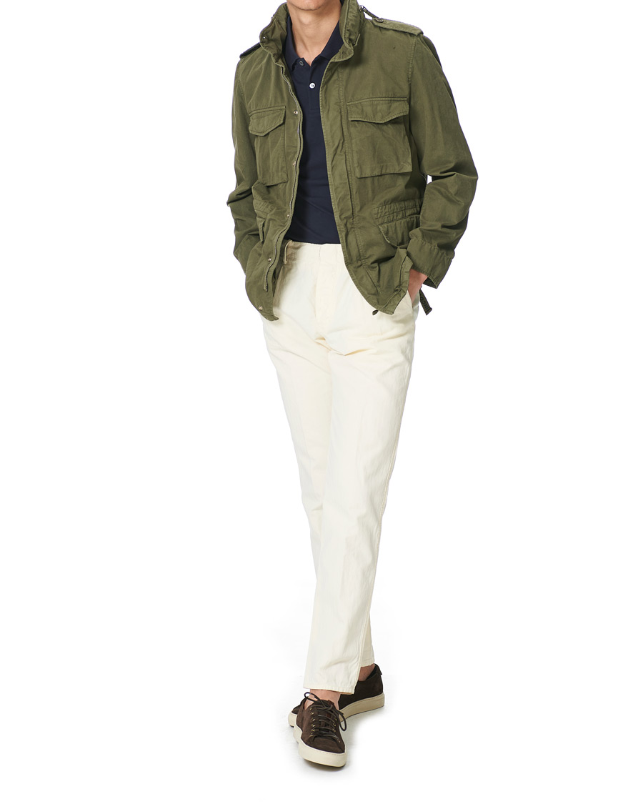 Homme | Pantalons | Incotex | Tapered Fit Cotton Trousers Off White