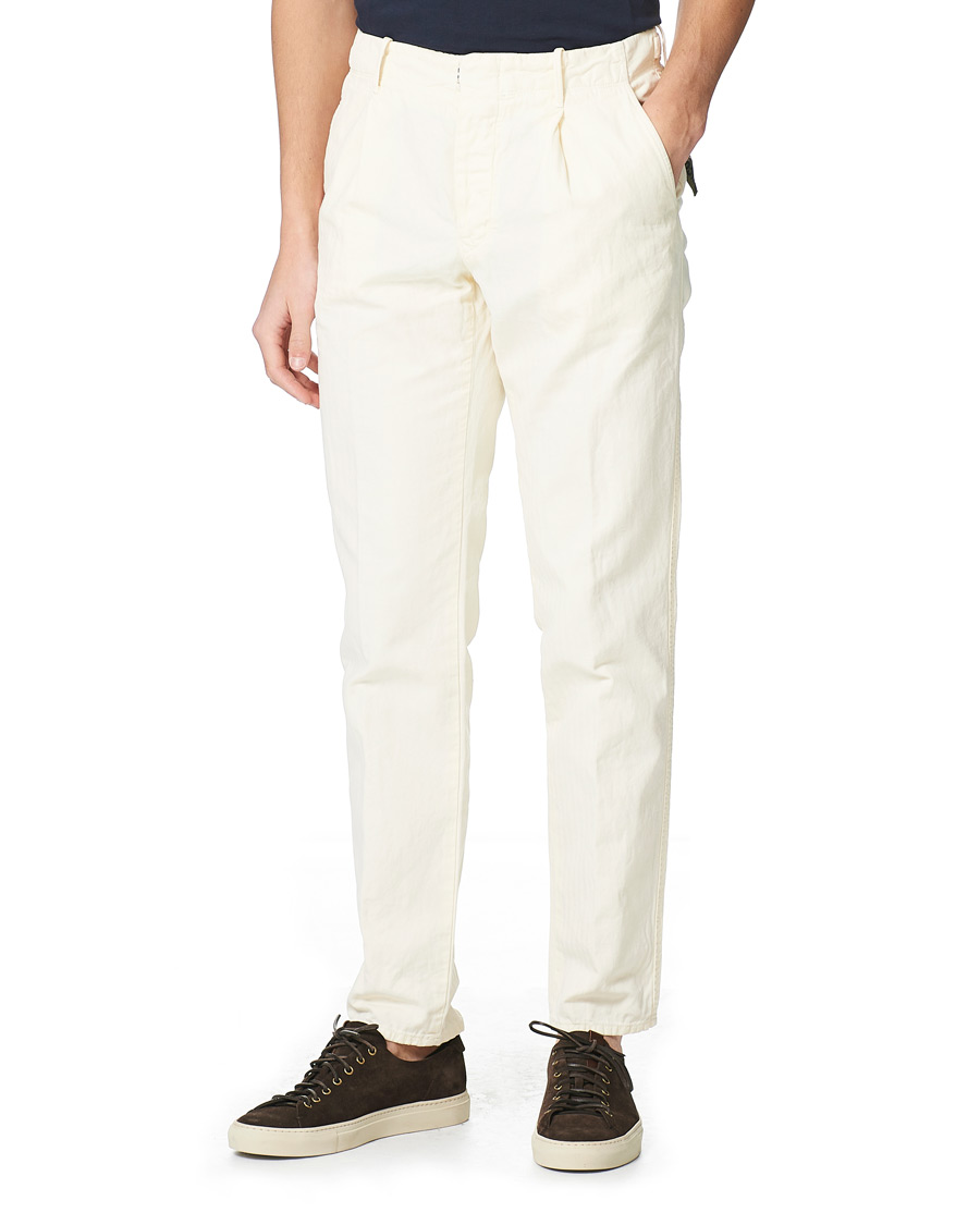 Homme | Pantalons | Incotex | Tapered Fit Cotton Trousers Off White