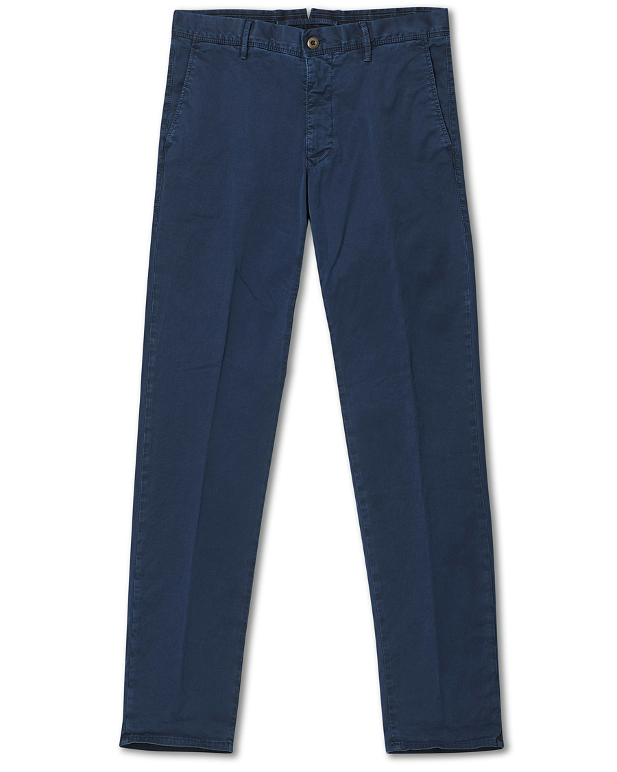 Homme | Pantalons | Incotex | Regular Fit Garment Dyed Slacks Navy
