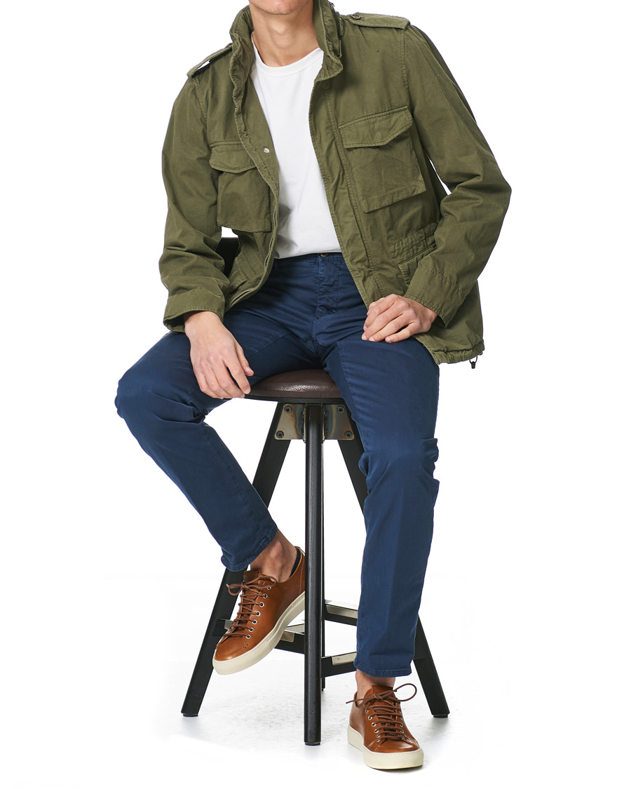 Homme | Pantalons | Incotex | Regular Fit Garment Dyed Slacks Navy