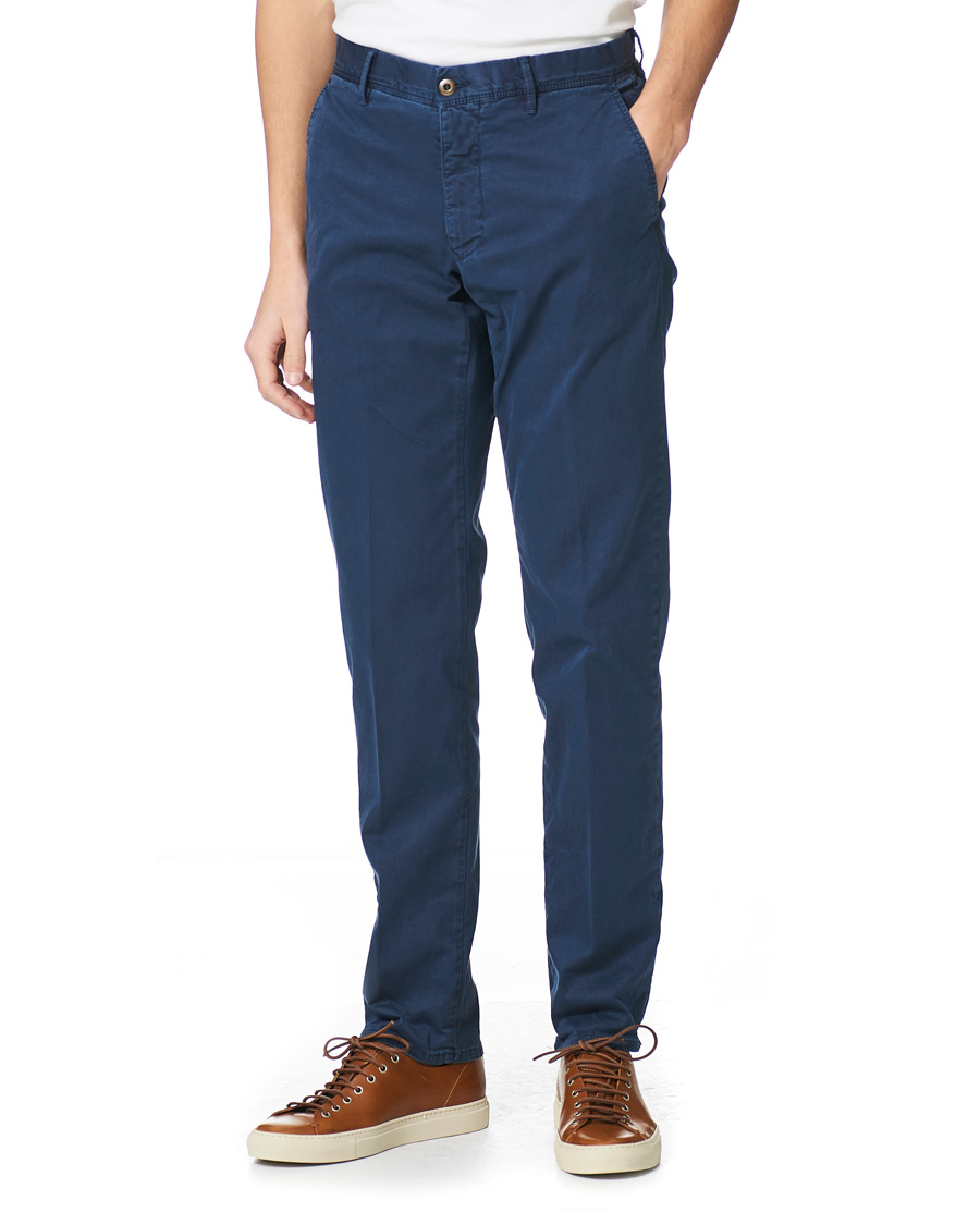 Homme | Pantalons | Incotex | Regular Fit Garment Dyed Slacks Navy