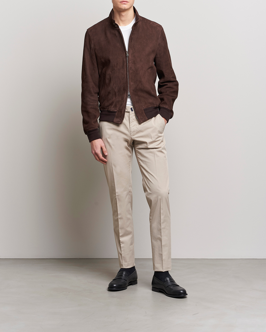 Heren | Broeken | Incotex | Slim Fit Comfort Chinos Light Grey