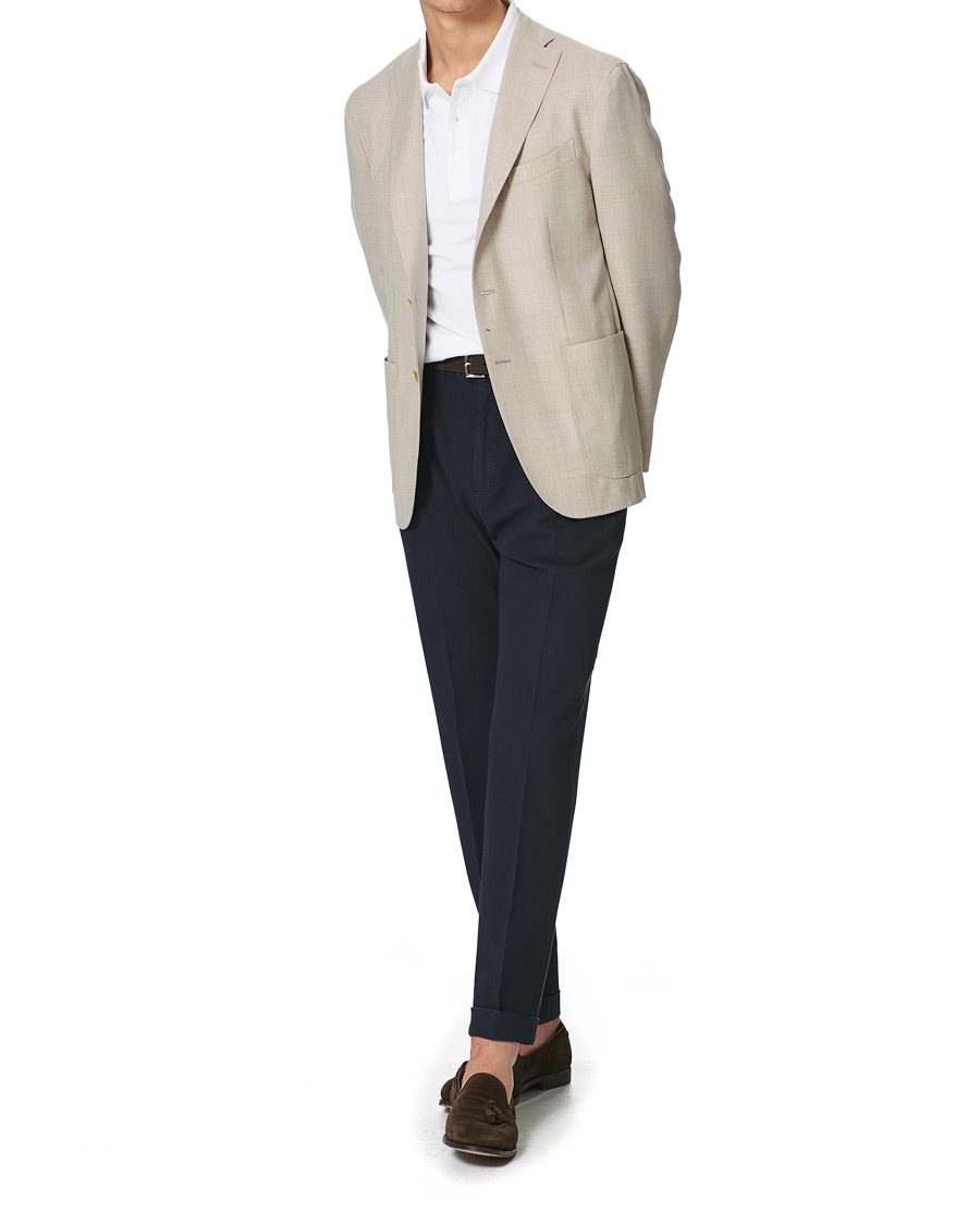 Homme | Pantalons | Incotex | Carrot Fit Pleated Trousers Navy