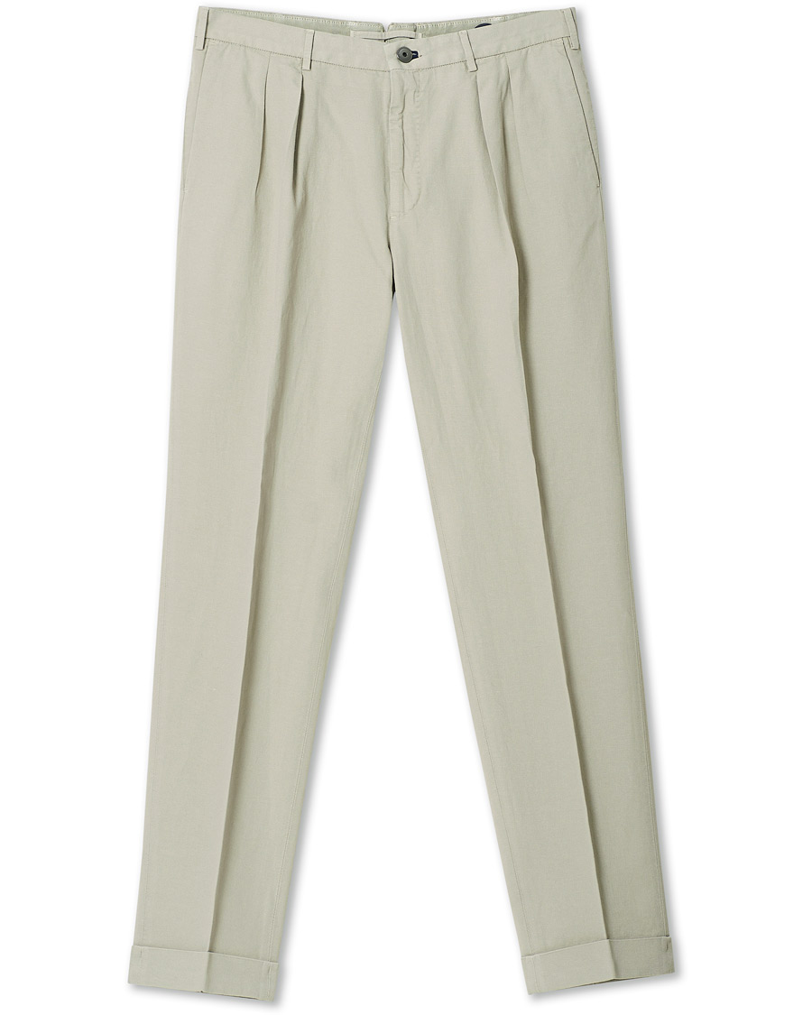 Homme | Pantalons | Incotex | Carrot Fit Pleated Trousers Beige