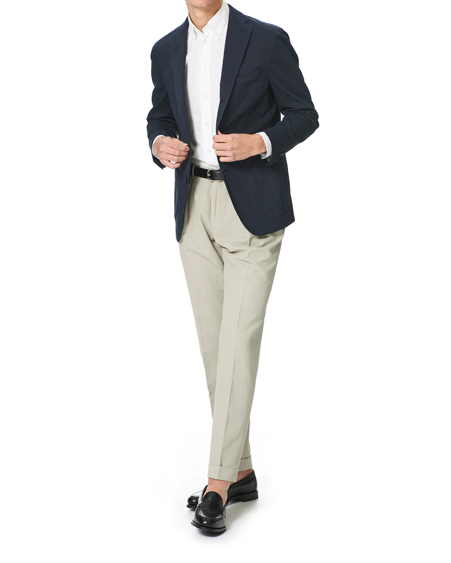 Homme | Pantalons | Incotex | Carrot Fit Pleated Trousers Beige