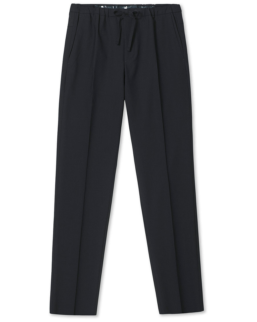 Homme | Pantalons | Incotex | Loose Fit Wool Ripstop Trousers Navy