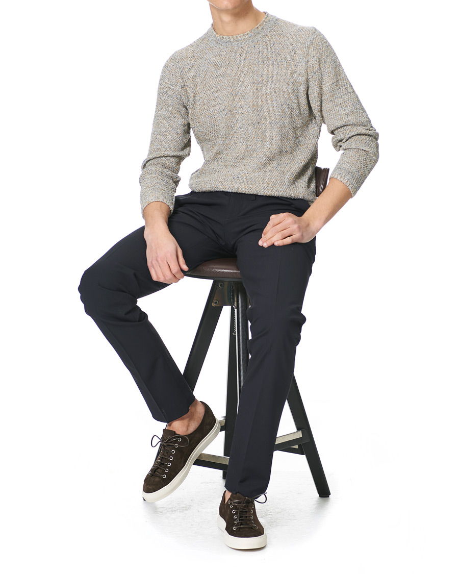 Homme | Pantalons | Incotex | Loose Fit Wool Ripstop Trousers Navy