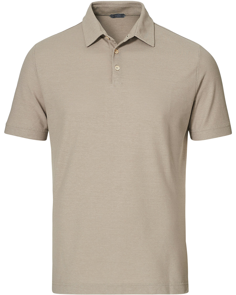 Homme | Polos | Zanone | Ice Cotton Short Sleeve Polo Beige