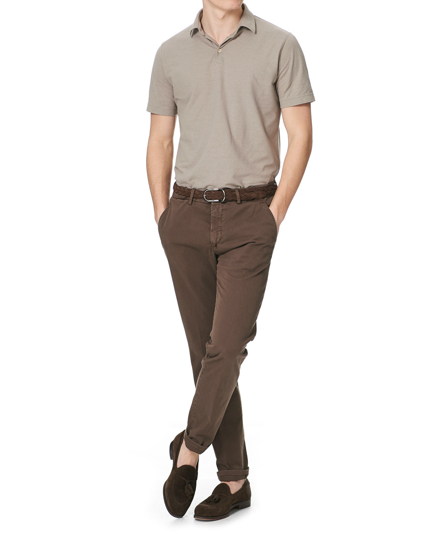 Homme | Polos | Zanone | Ice Cotton Short Sleeve Polo Beige