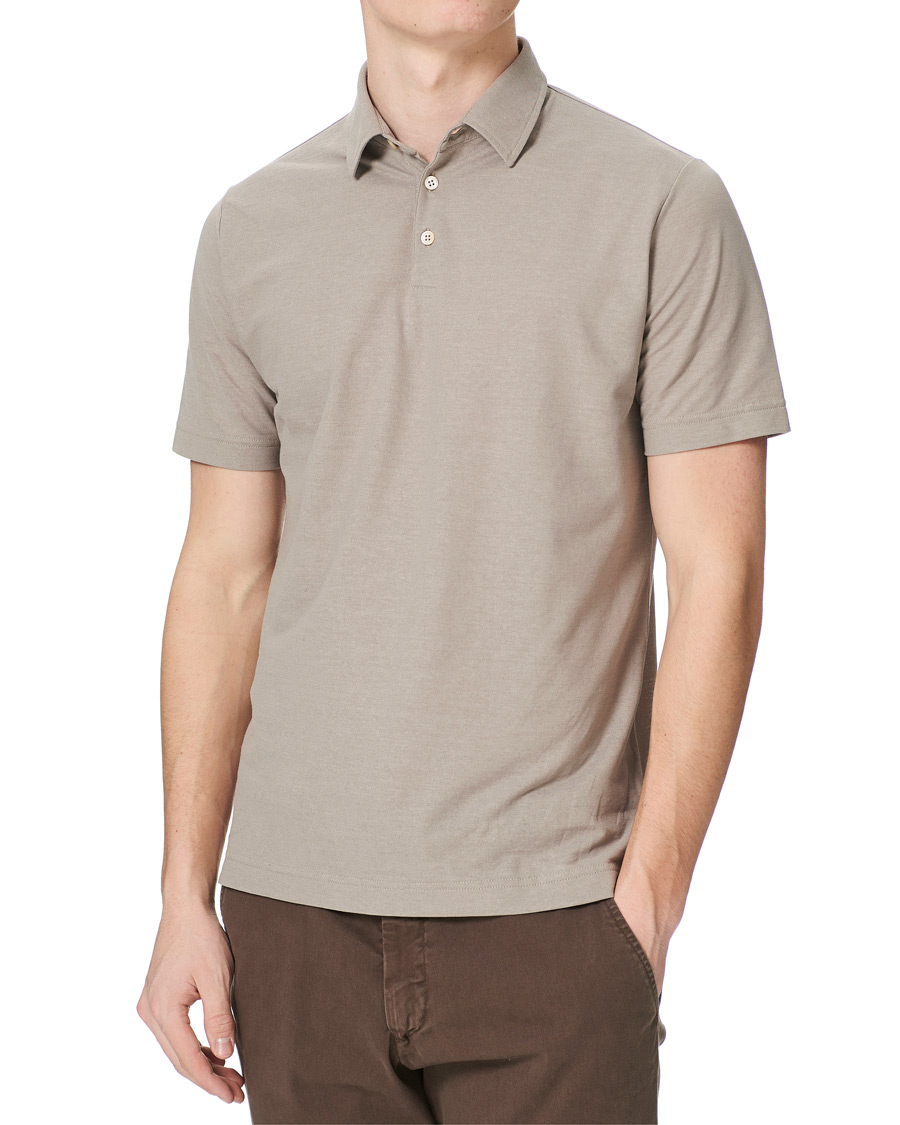Homme | Polos | Zanone | Ice Cotton Short Sleeve Polo Beige