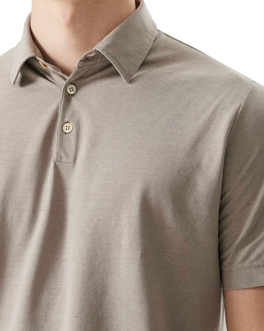 Homme | Polos | Zanone | Ice Cotton Short Sleeve Polo Beige