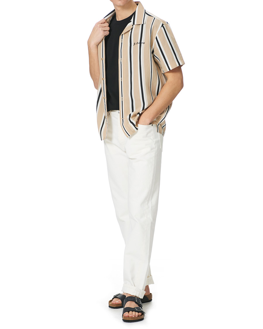 Homme | Chemises | J.Lindeberg | Elio Striped Resort Shirtt Batique Khaki