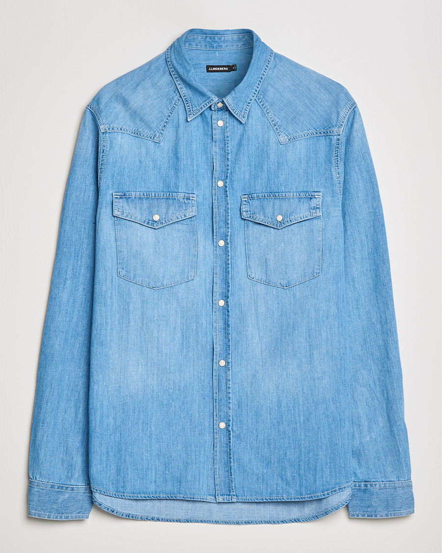 Heren | Overhemden | J.Lindeberg | Carson Western Denim Shirt Bleached Denim