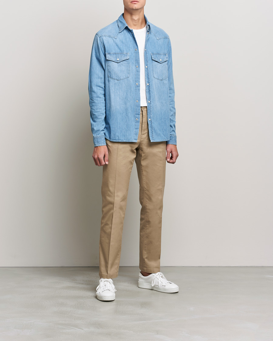 Heren | Overhemden | J.Lindeberg | Carson Western Denim Shirt Bleached Denim