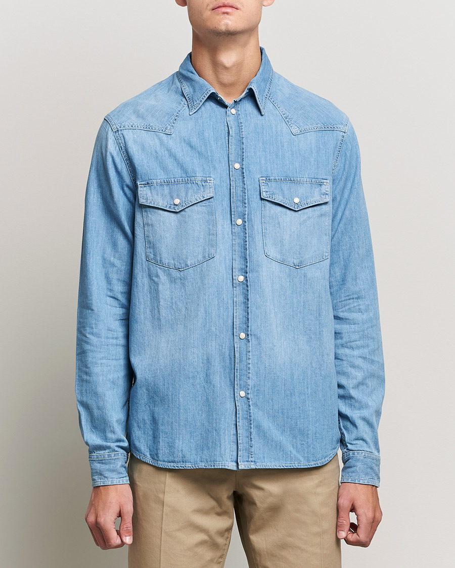 Heren | Overhemden | J.Lindeberg | Carson Western Denim Shirt Bleached Denim