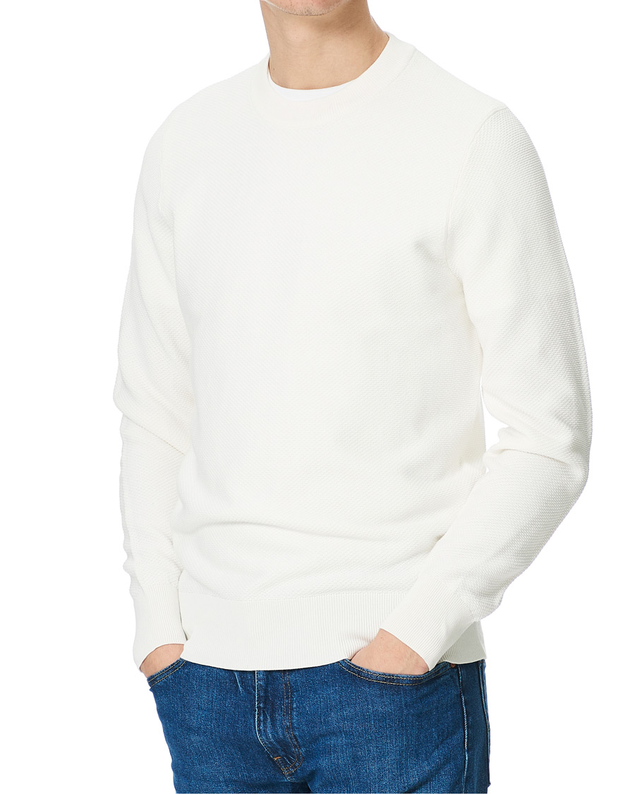 Homme | Pulls Et Tricots | J.Lindeberg | Arthur Structure Organic Cotton Crew Neck Cloud White