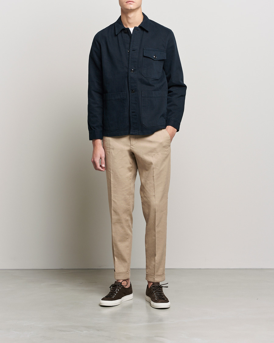 Homme | Pantalons | J.Lindeberg | Grant Stretch Cotton/Linen Trousers Batique Khaki
